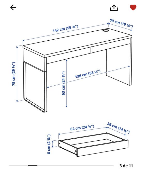 Secretária MICKE – IKEA (Excelente estado)