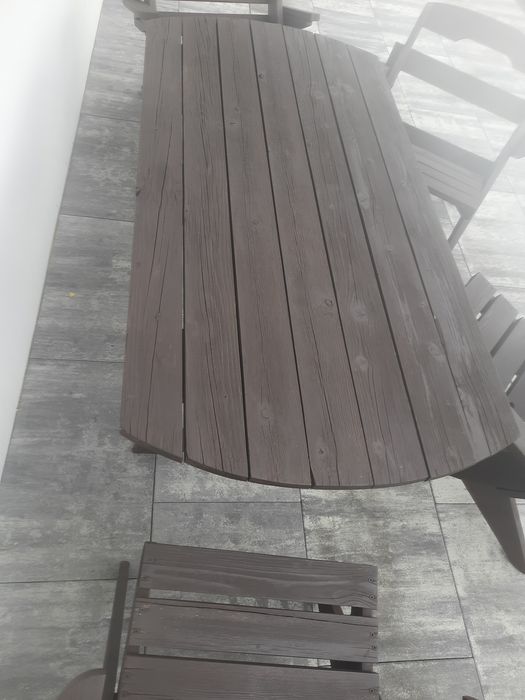 Meble ogrodowe stół krzesła drewniane jak nowe