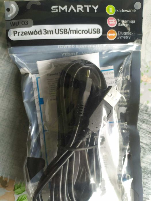 Kabel Micro USB Długi 3m Czarny