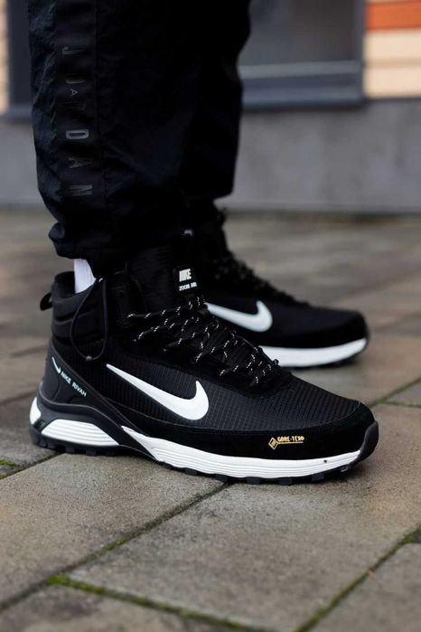 Мужские зимние кроссовки с мехом Nike Rivah High "Black 1" Gore-Tex