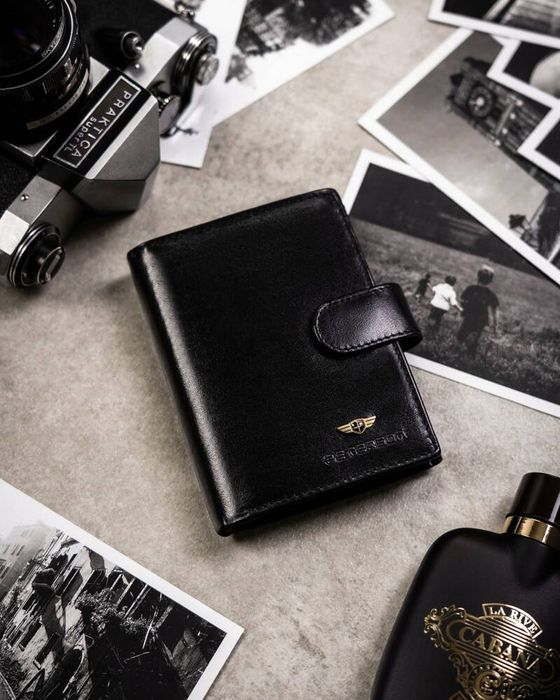 zestaw prezentowy: skórzany portfel męski, etui na karty i brelok