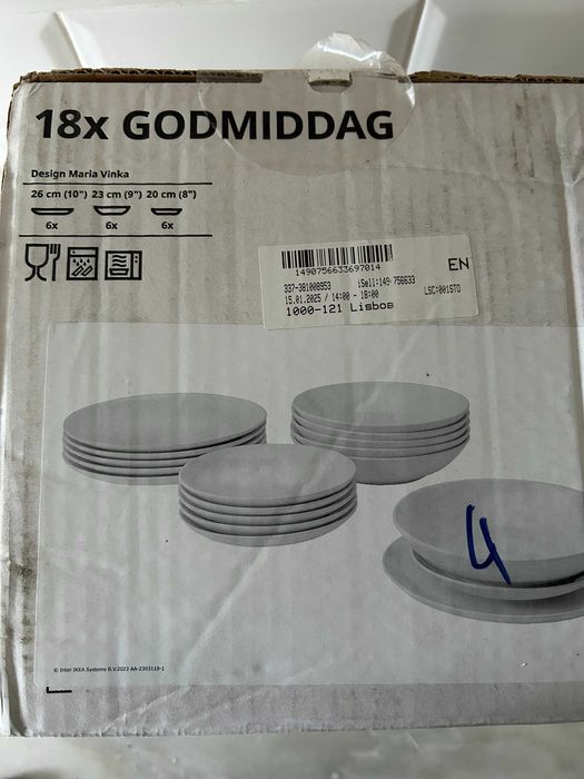Serviço 18 pçs, branco, GODMIDDAG IKEA