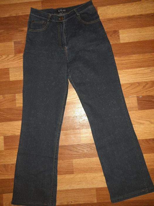 Джинсы синие высокая посадка широкие клеш кюлоты трубы плаццо