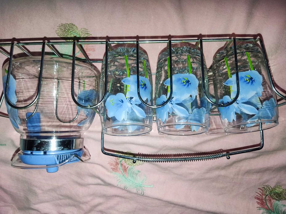 Набір чайник заварник та стакани 6 шт. на металевій підставці