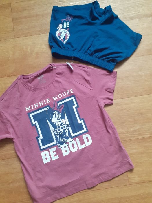 Nowa piżama pizamka 134 140 bawełna  minnie mini szorty koszulka preze