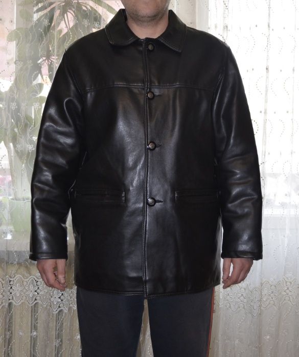 Шикарная мужская  чёрная демисезонная куртка из экокожи ШАРА цена!