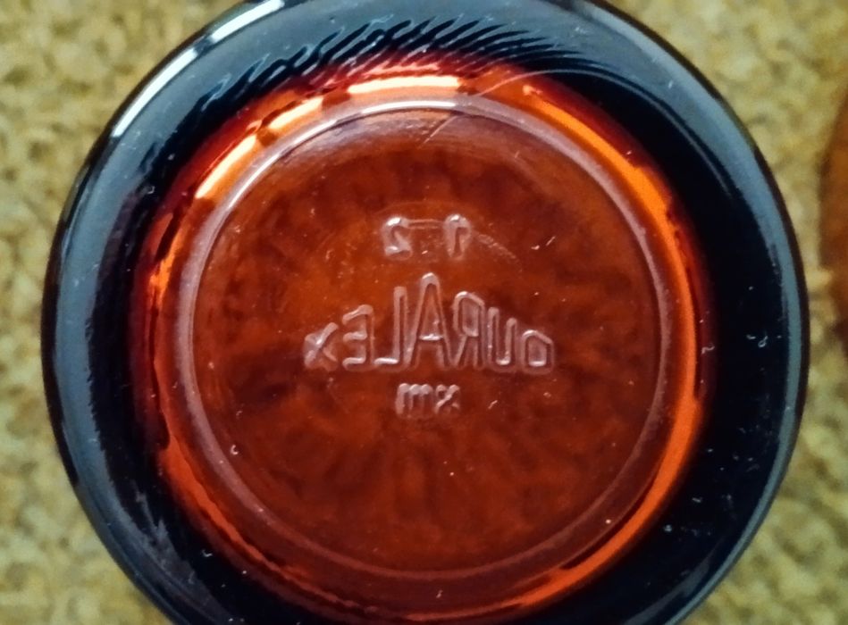 Szklanki DURALEX Amber Empilable 7,5 cm 6 szt. Vintage France.