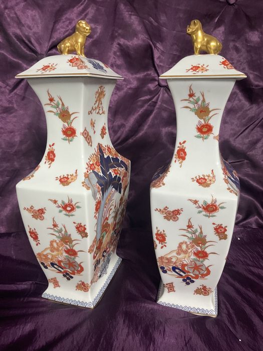 PAR DE TALHAS GRANDES VISTA ALEGRE SAMURAI PINTURA A OURO 46 cm