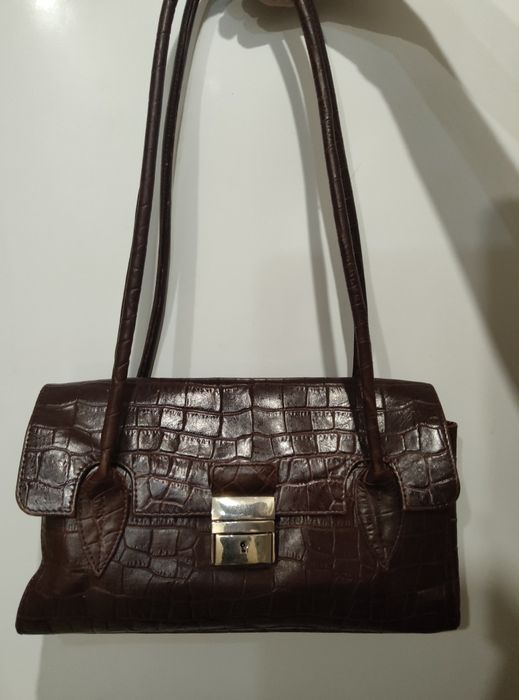 Кожаная женская сумка, натуральная кожа, тиснение под крокодила.