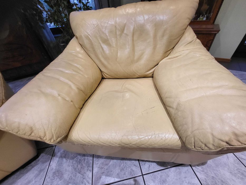 Komplet wypoczynkowy z naturalnej skóry