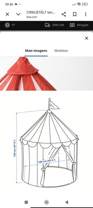 Tenda circo Ikea CIRKUSTÄLT
Tenda de brincar, verm azul/branco
22€