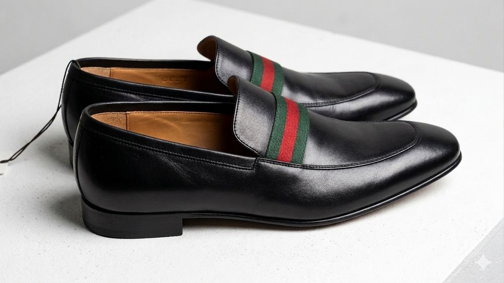 Мужские кожаные лоферы Gucci Donnie Web