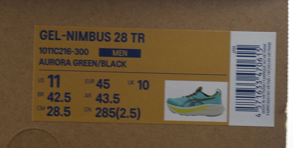 ASICS Gel-Nimbus 28 TR aurora green/black 1011c216-300 roz. 45