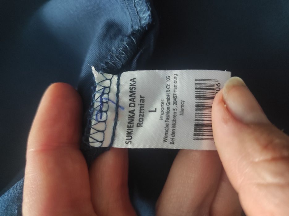 Letnia granatowa wiskozowa sukienka L