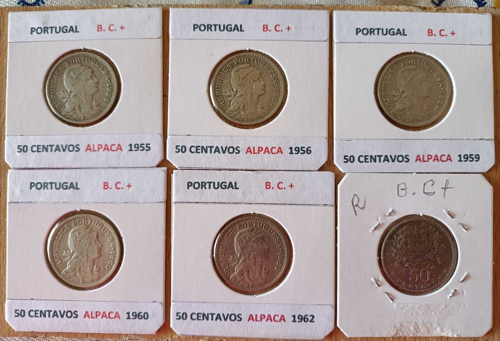 Moedas da Segunda  República Portuguesa ( 50 Centavos Alpaca )"