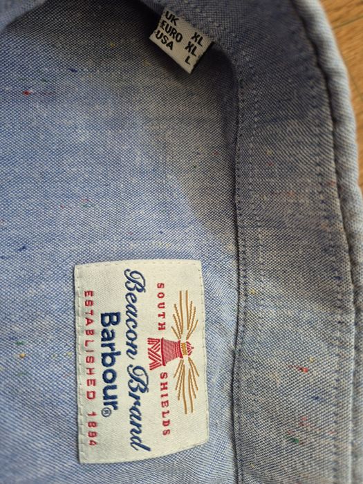 BARBOUR Koszula męska z długim rękawem roz. XL Błękitna melanż
