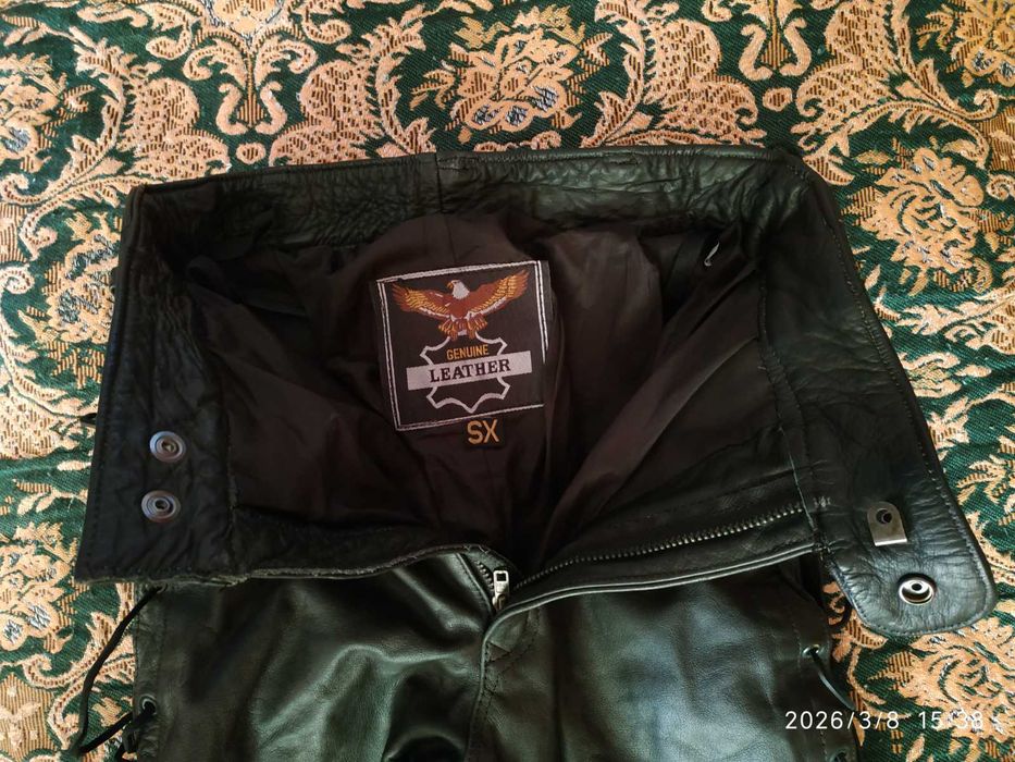 Жіночі кожані штани Genuine Leather, байкерські штани, мото штани