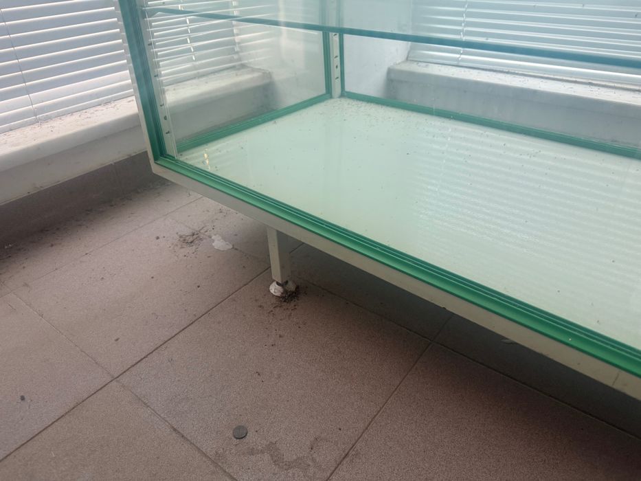 Mini montra/balcão em vidro com prateleira