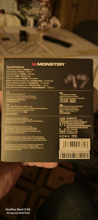 Monster XT05 Bluetooth 5.4 [Czarne] Mega Bas
