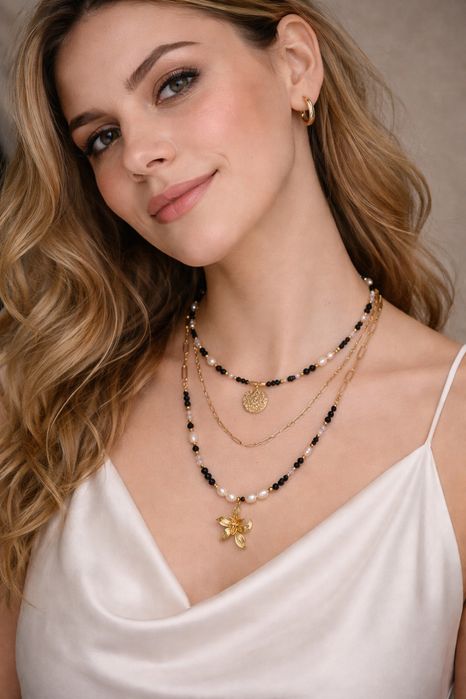 Idealny prezent! Choker handmade spinel i perły