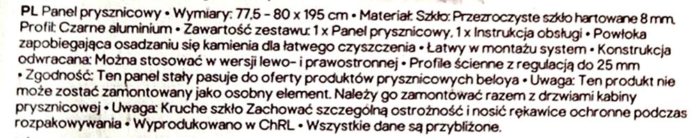 Panel prysznicowy Beloya