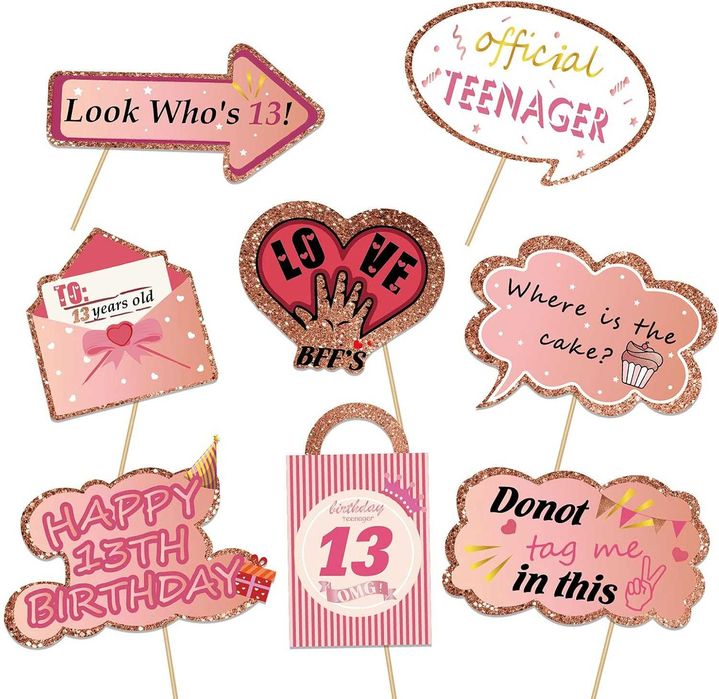 Rekwizyty fotobudki 13 urodziny imprezę dla nastolatków 39 elementów