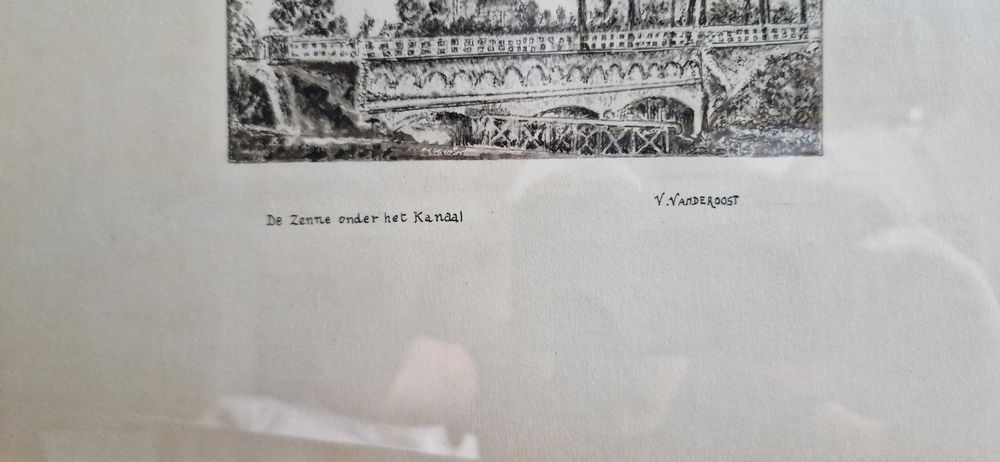 Litografia grafika dekor sygnowana v. Vanderoost Bruxella Belgia
