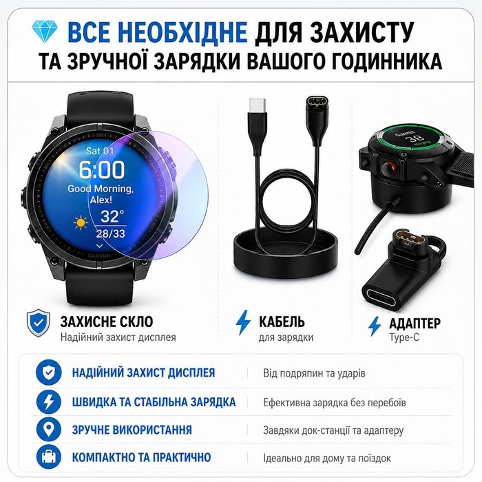 Нейлоновий ремінець для годинника Garmin  22,26 мм.