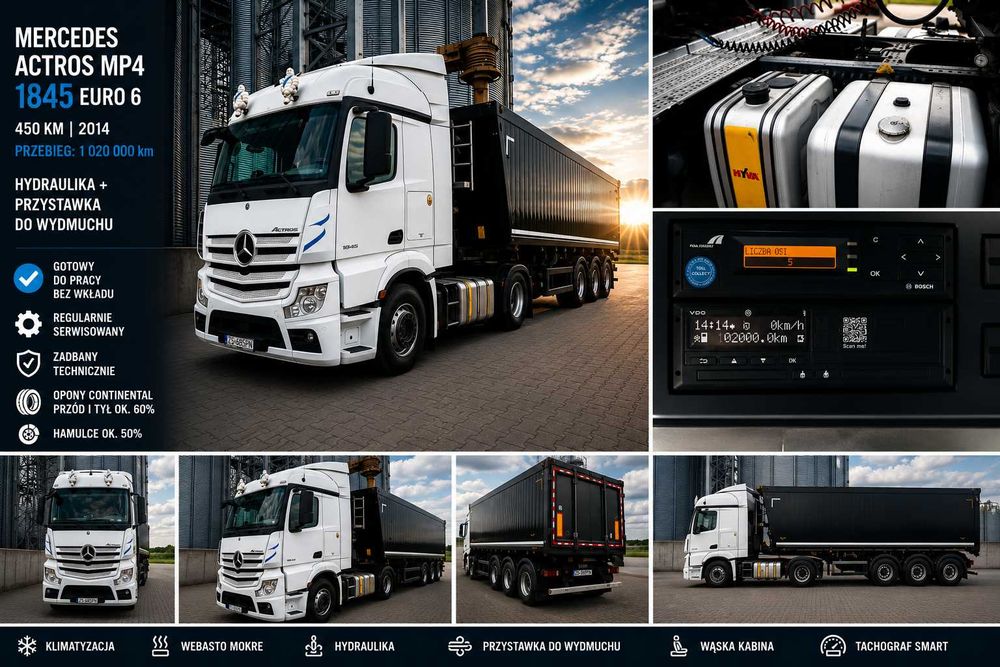 Mercedes Actros MP4 1845 | 450 KM | Euro 6 | Hydraulika