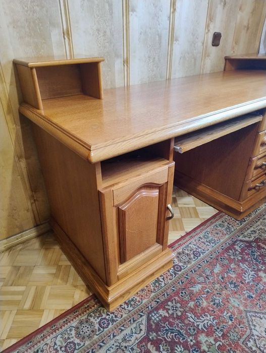 Dębowe biurko narożne Kalwaria Zebrzydowska teak lite drewno retro