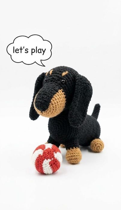 Piesek maskotka daschund one of a kind czarny jamnik