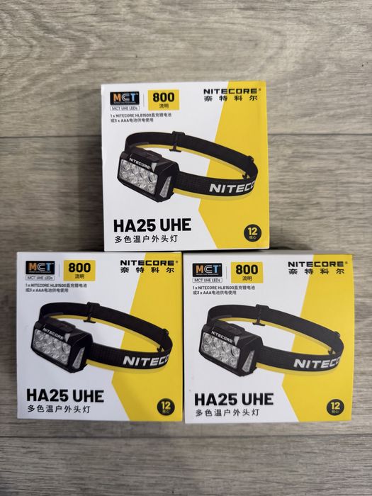 Налобний ліхтар Nitecore HA25 UHE MCT з акумулятором