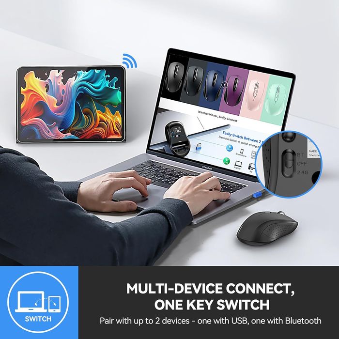 Mysz Bezprzewodowa TeckNet Bluetooth USB 2.4GHz Czarna