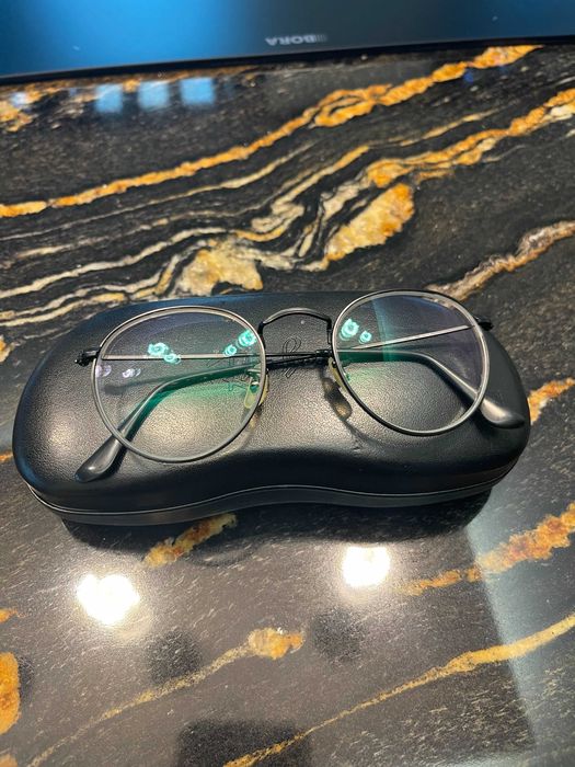 Armação de óculos redonda preta Ray Ban