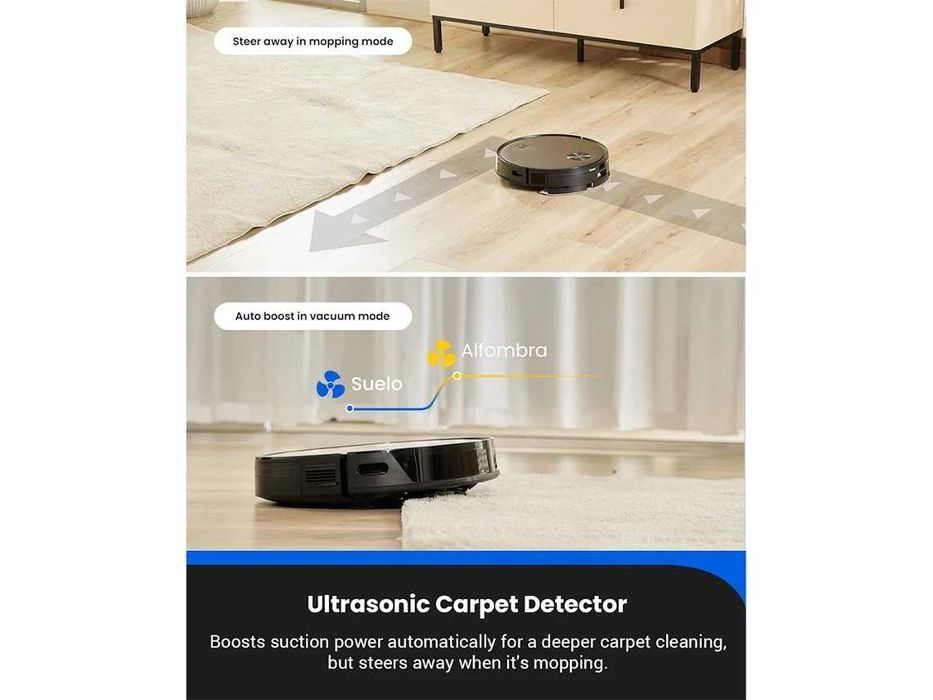 Aspirador de Pó Robótico PROSCENIC V10 Esfregão de Chão