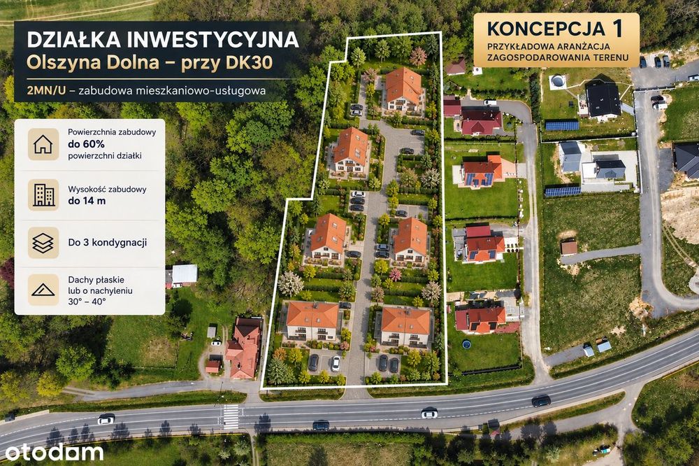 Działka inwestycyjna | Mieszkalno-usługowa | DK30