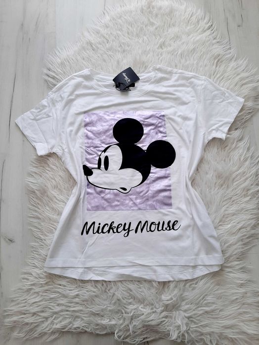świetna biała bluzka t-shirt disney myszka mickey S/M