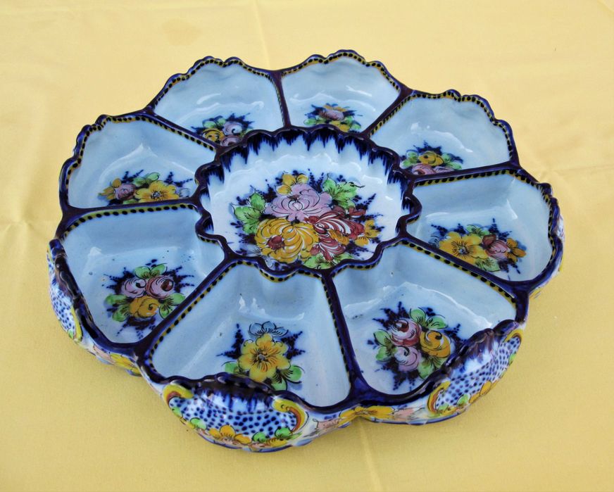 Antigo Grande Prato de Aperitivos em Faiança de ALCOBAÇA, EPL anos 50