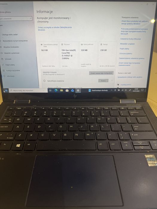 Laptop HP Elite Dragonfly G2 13,3”/Full HD/DOTYK x360/i5-1135G7/16gb/256 SSD/modem LTE