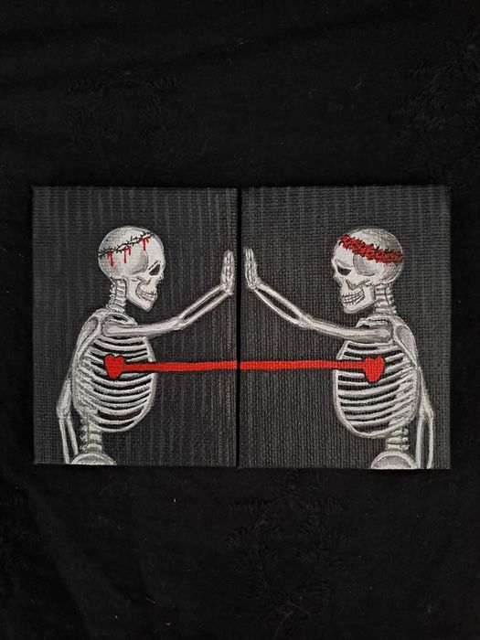 Мини картина Привязанность (скелеты)