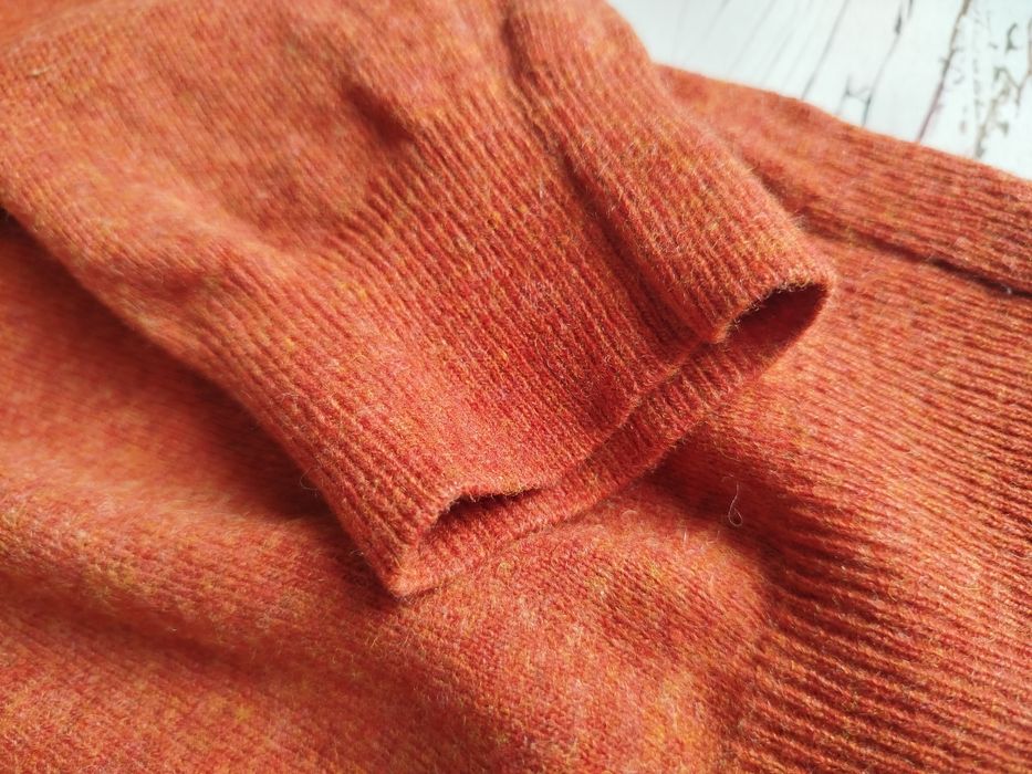 Wełniany sweter M męski pomarańczowy dyniowy