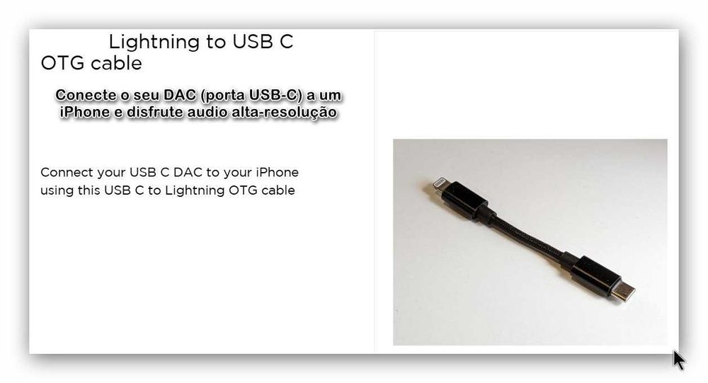 Cabo USB-C - Lightning para DAC / DAP