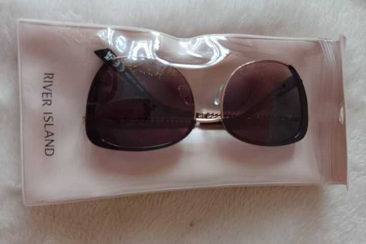 RIVER ISLAND/ Ekskluzywne okulary przeciwsłoneczne, kocie oczy, NOWE