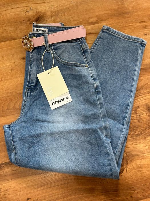 Jeansy M.Sara Ballon Fit z paskiem