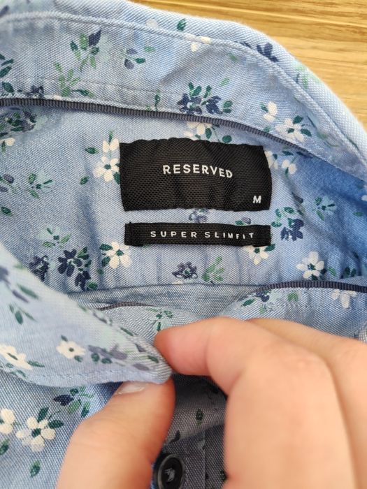 Koszula męska niebieska kwiaty bawełna slim fit Reserved S/ M