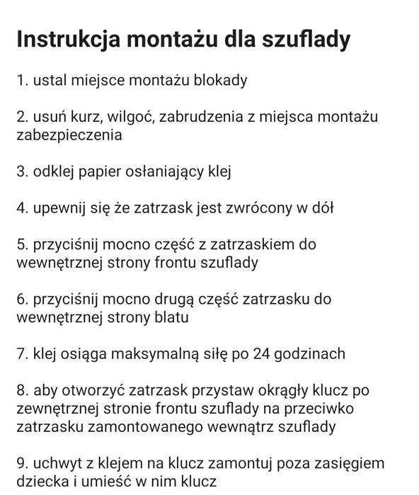 Magnetyczna blokada, zabezpieczenie szafek,  szuflad  przed dziećmi