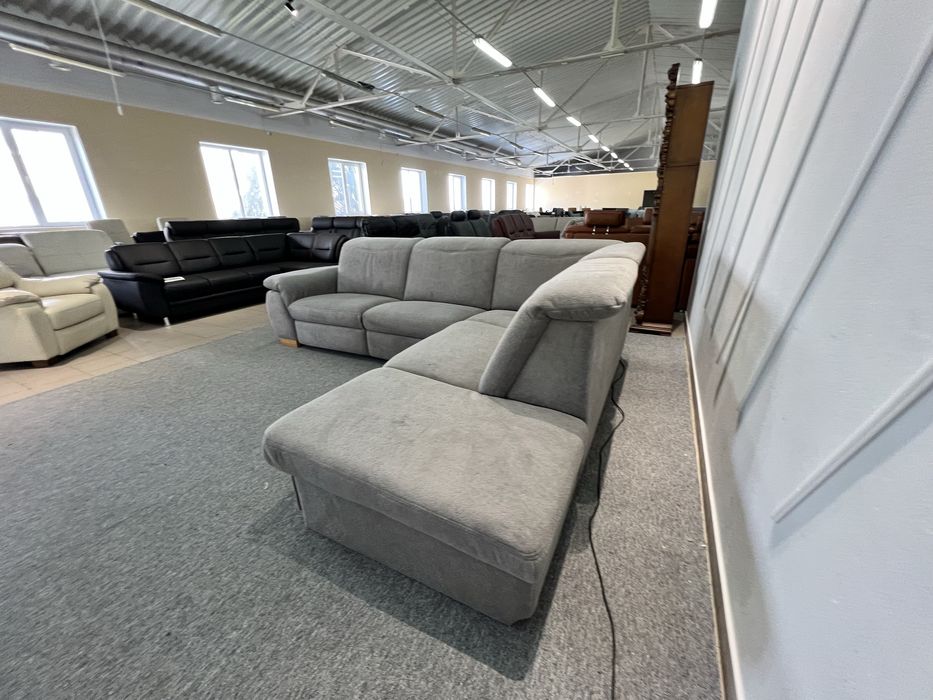 Виставковий диван стан новий розкладний диван тканина сірий реклайнер