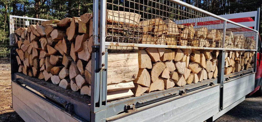 DREWNO KOMINKOWE Opałowe Liściaste SEZONOWANE metry układane Transport