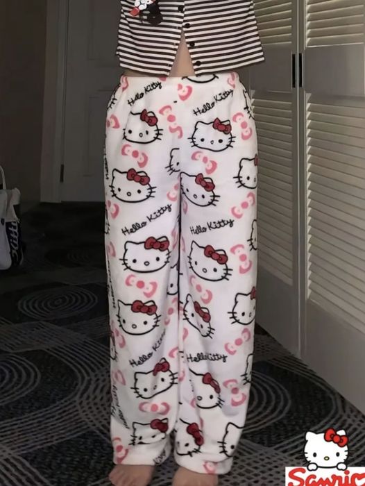 Піжамні штани Hello Kitty, плюшеві штани хелоу кітті