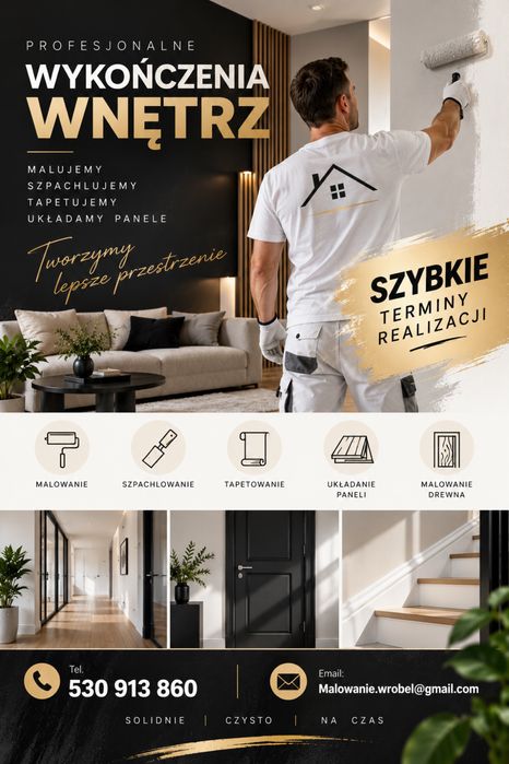 MALOWANIE • szpachlowanie • PANELE • tapetowanie •SZYBKIE TERMINY
